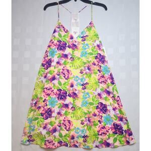 Nymphe‎ Womens Size Large Floral Spring Summer Mini Baby Doll Dress Sleeveless